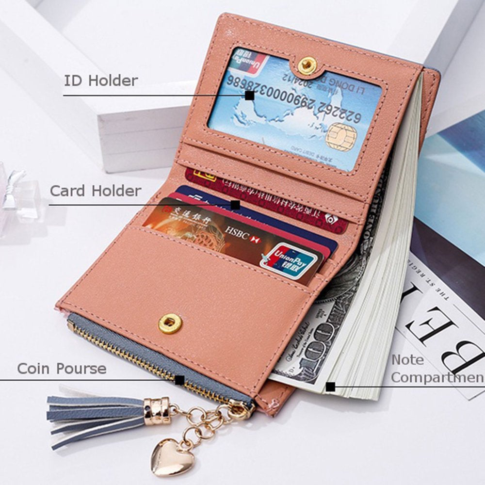 Fashion Women Wallets Female PU Leather Wallet Mini Ladies Purse Zipper Clutch Bag Money Card Holder for Women Girl(Red)