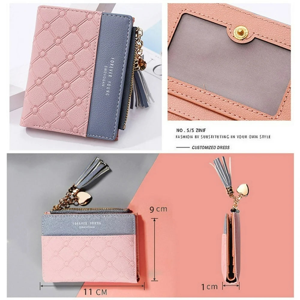 Fashion Women Wallets Female PU Leather Wallet Mini Ladies Purse Zipper Clutch Bag Money Card Holder for Women Girl(Red)