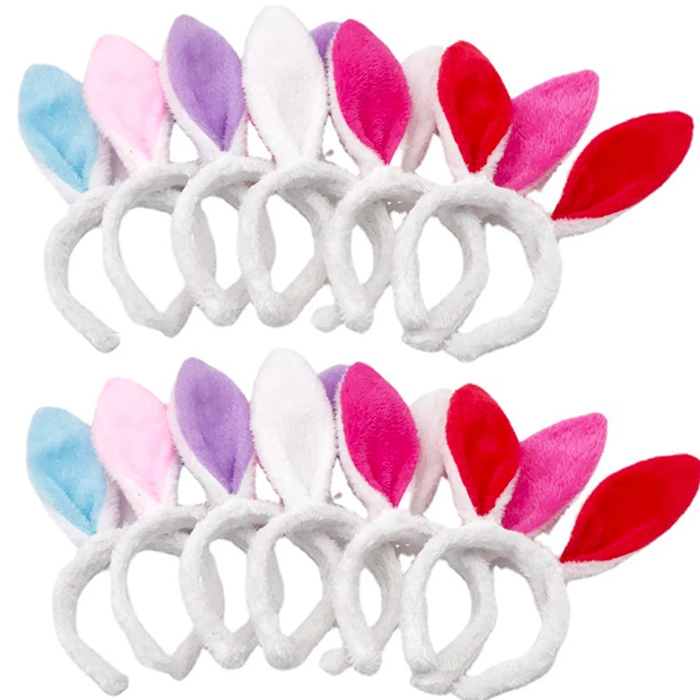 Easter Bunny Ears Headband Plush Rabbit Ears Bunny Girl Cosplay Costume Easter Decoration 2024 Bunny Headwear Hair Accessories