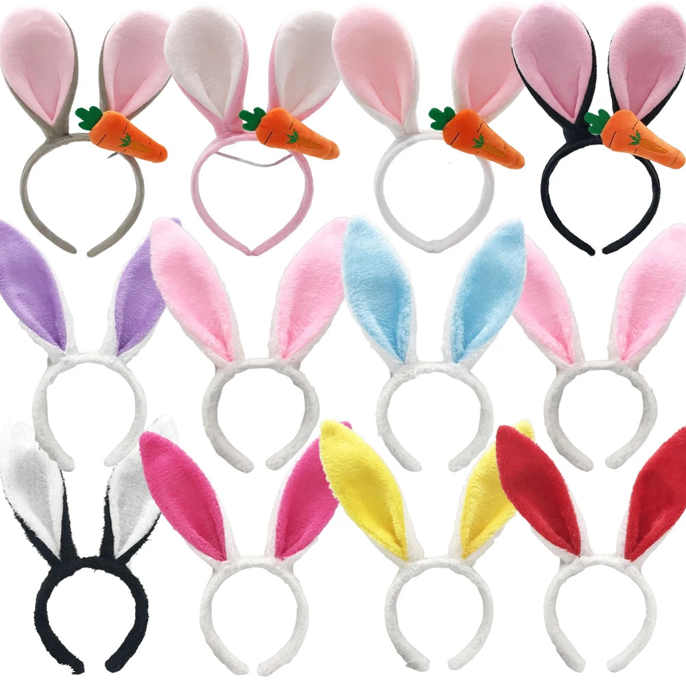 Easter Bunny Ears Headband Plush Rabbit Ears Bunny Girl Cosplay Costume Easter Decoration 2024 Bunny Headwear Hair Accessories