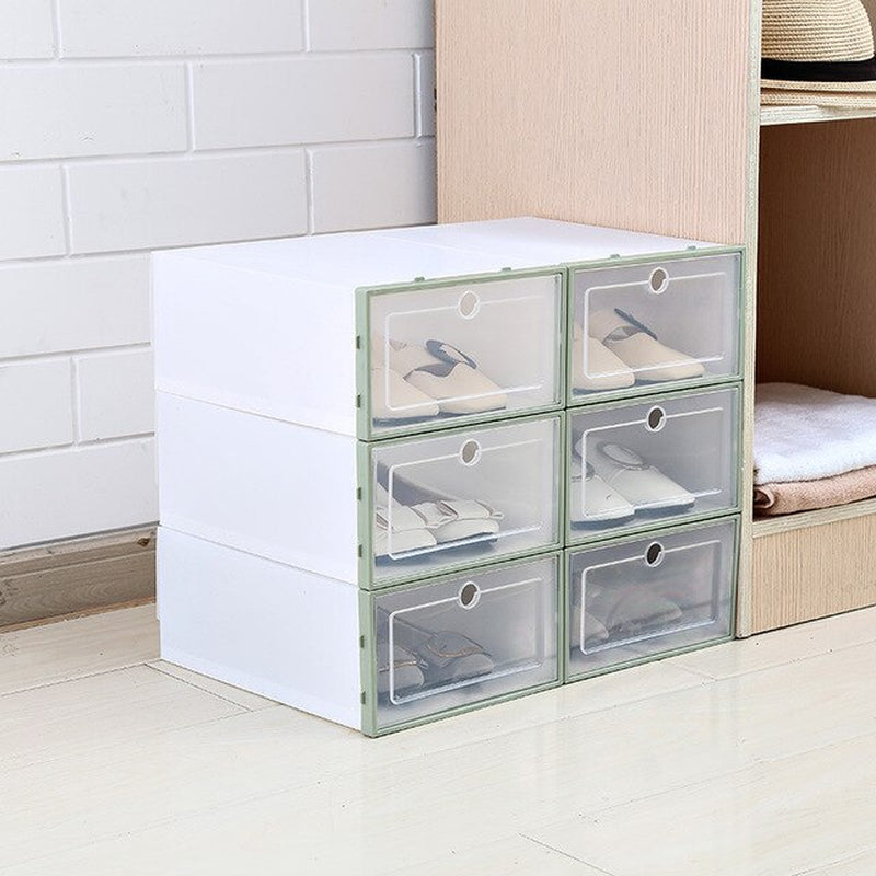 3Pcs Clear Plastic Shoes Box Thickened Transparent Home Storage Drawers Stackable Shoe Boxes Organization Shoebox Case Shoe Rack