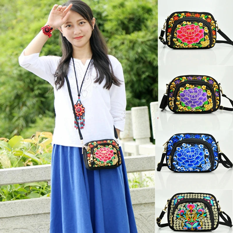 Vintage Women Handbag Hmong Vintage Tote Messenger Hippie Ethnic Shoulder Bag Embroidery Boho