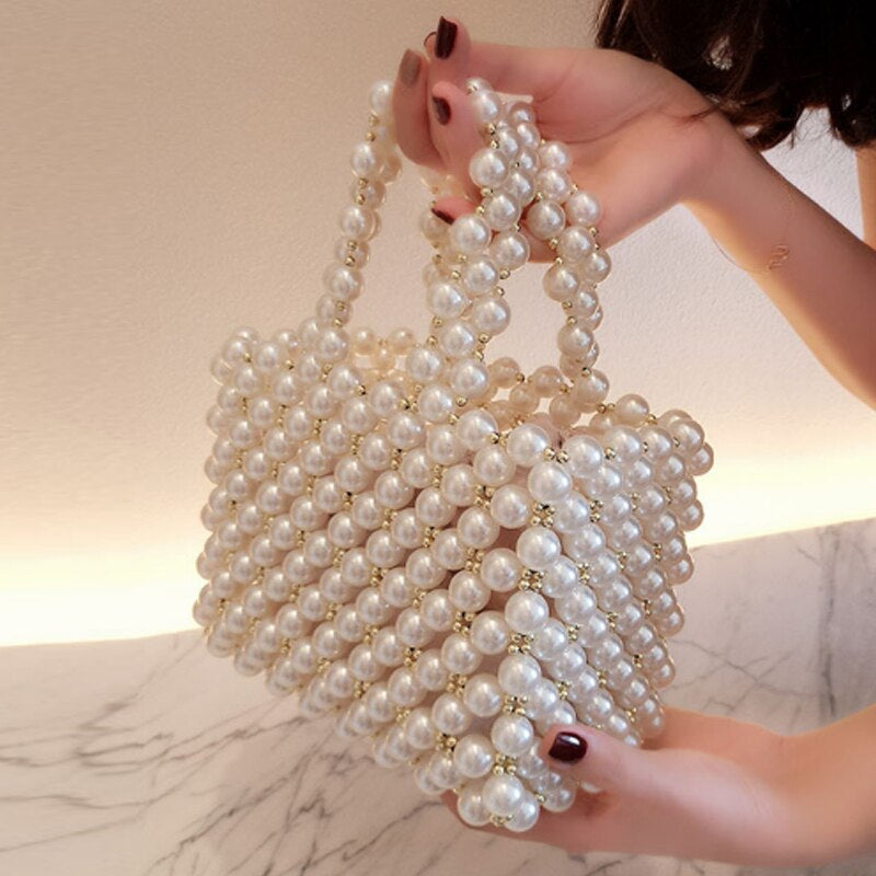 Luxury Pearls Shoulder Bag Beading Vintage Box Totes Women Evening Small Lady Handbag Wholesale Party Bag