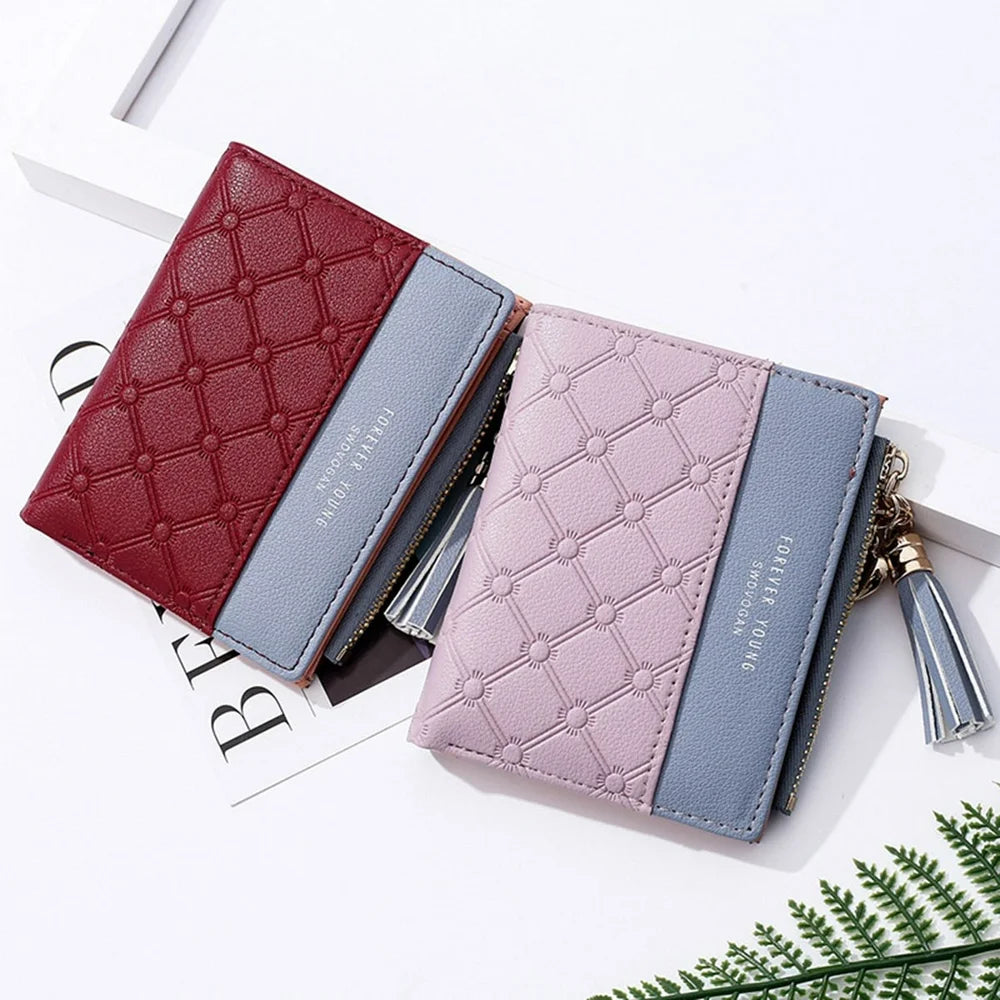 Fashion Women Wallets Female PU Leather Wallet Mini Ladies Purse Zipper Clutch Bag Money Card Holder for Women Girl(Red)