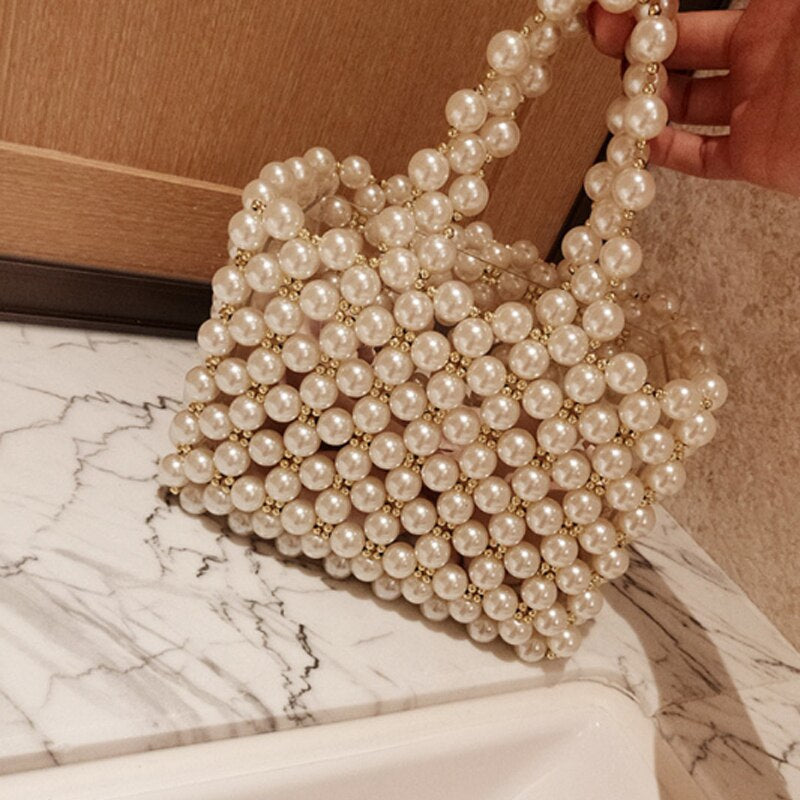 Luxury Pearls Shoulder Bag Beading Vintage Box Totes Women Evening Small Lady Handbag Wholesale Party Bag