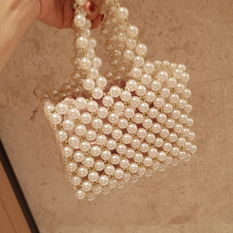 Luxury Pearls Shoulder Bag Beading Vintage Box Totes Women Evening Small Lady Handbag Wholesale Party Bag