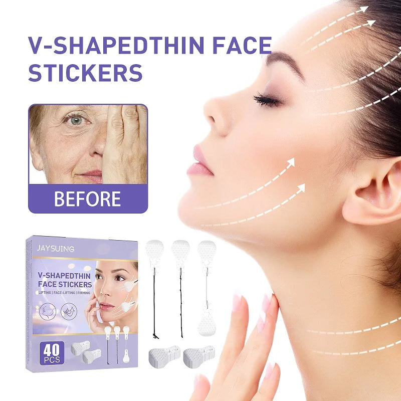 "Instant Face Lift: 40/80Pcs/Set Invisible Tapes for Fox Eyes Shape, V Face, and Facial Slimming - Achieve Youthful and Sculpted Look with Easy-To-Use Stickers - Ultimate Face Care and Skin Care Tools"