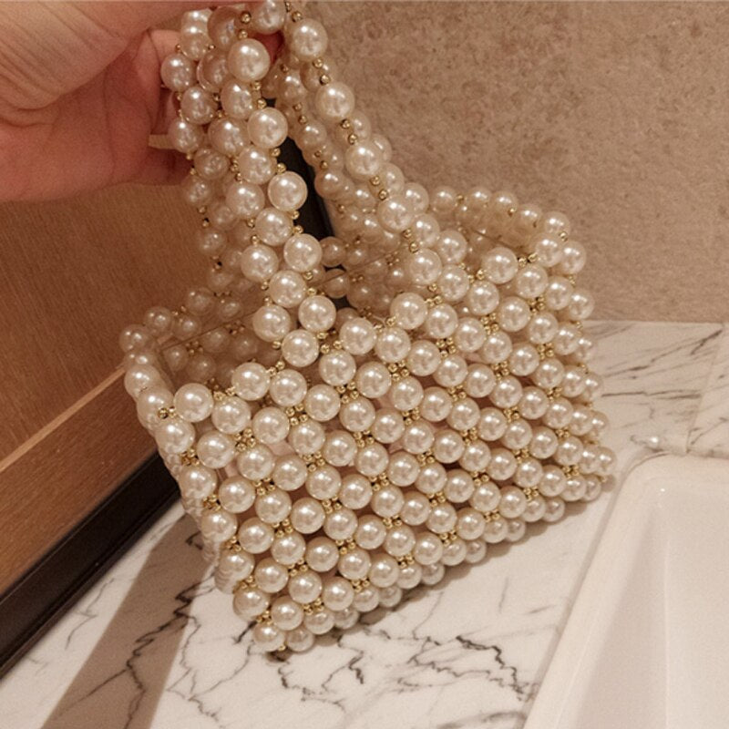 Luxury Pearls Shoulder Bag Beading Vintage Box Totes Women Evening Small Lady Handbag Wholesale Party Bag