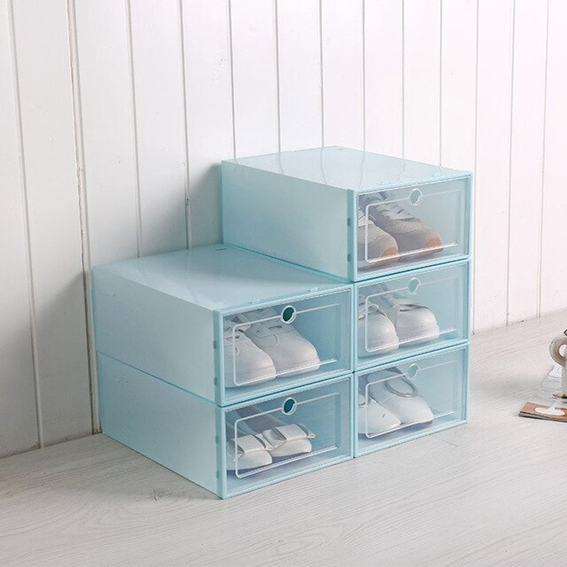 3Pcs Clear Plastic Shoes Box Thickened Transparent Home Storage Drawers Stackable Shoe Boxes Organization Shoebox Case Shoe Rack