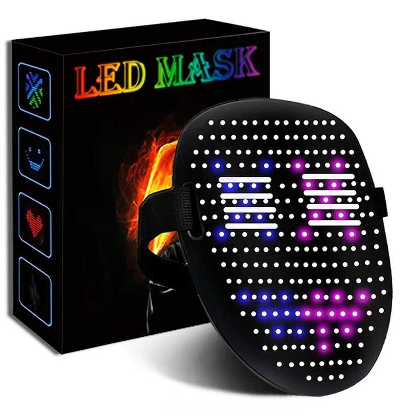 Programmable LED Luminous Mask Bluetooth RGB Led Lights up Party Mask DIY Picture Editing Animation Text Love Prank Concert Mask