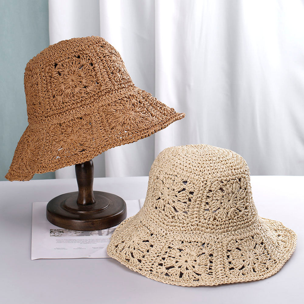 Womens Straw Hats Crochet Hat Bucket Hat UV Protection Sun Visor Beach Hats Women Visors Foldable Female Women Summer Sun Hat