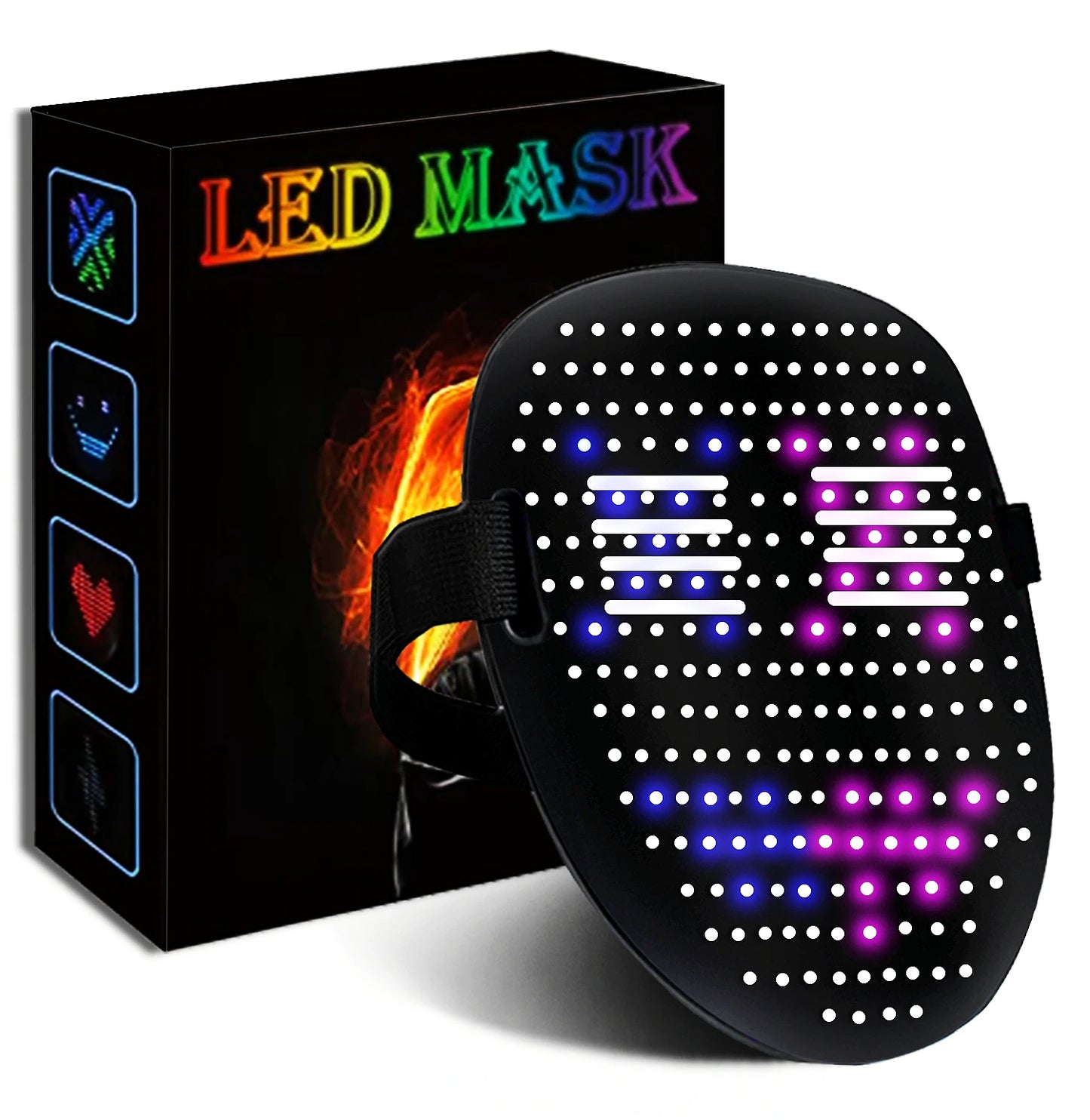 Programmable LED Luminous Mask Bluetooth RGB Led Lights up Party Mask DIY Picture Editing Animation Text Love Prank Concert Mask